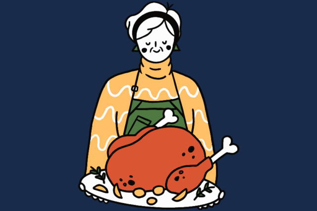 person holding thanksgiving turkey dinner
